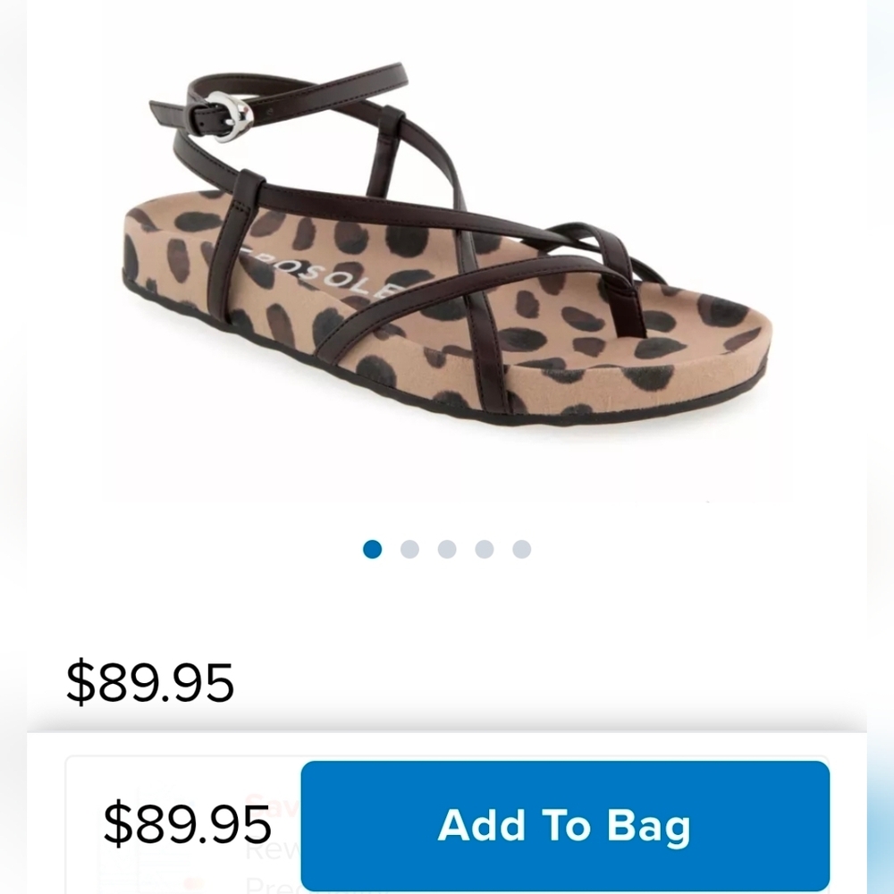 New In Box AEROSOLES Leopard-Print Ankle-Strap Sandal in Brown Leera Java Print
